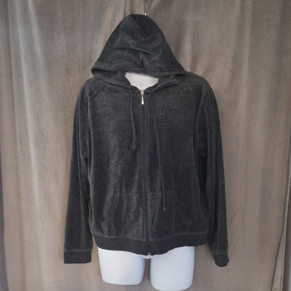 Fashion Nova 2x Charcoal Plush Zip Hoodie